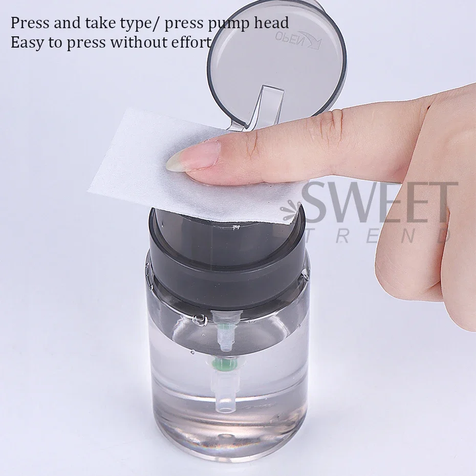 100ml Nail Refillable Empty Press Pump Bottle Clear Black Dispenser Liquid Container Remover Cleaner Polish Makeup Manicure Tool