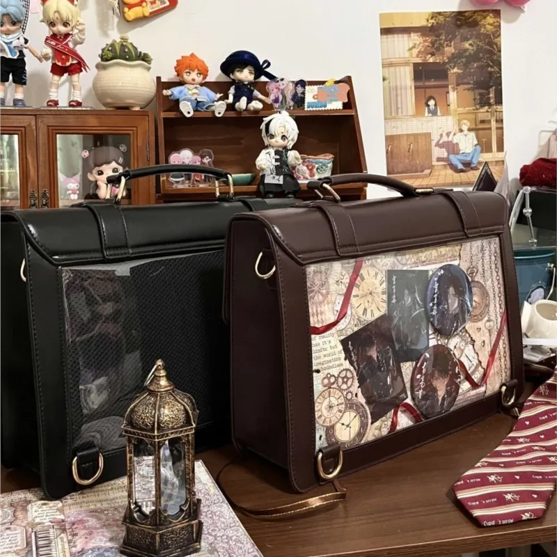 

Японский академический стиль JK униформа сумка женский прозрачный кожаный рюкзак большой вместимости женский повседневный аниме Ita сумка 2025