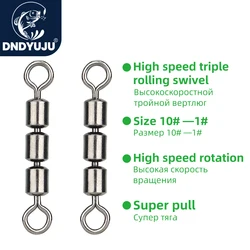 DNDYUJU 10/20pcs Fishing Swivels Spinning Bearing Rolling High Tensile Safe Quick Connect Triple Lightweight Stainless Steel