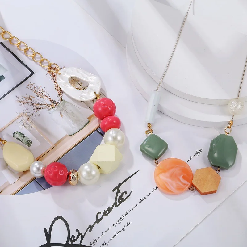 Korean simple acrylic necklace women's versatile small fresh necklace jewelry European and American cross-border accessories who