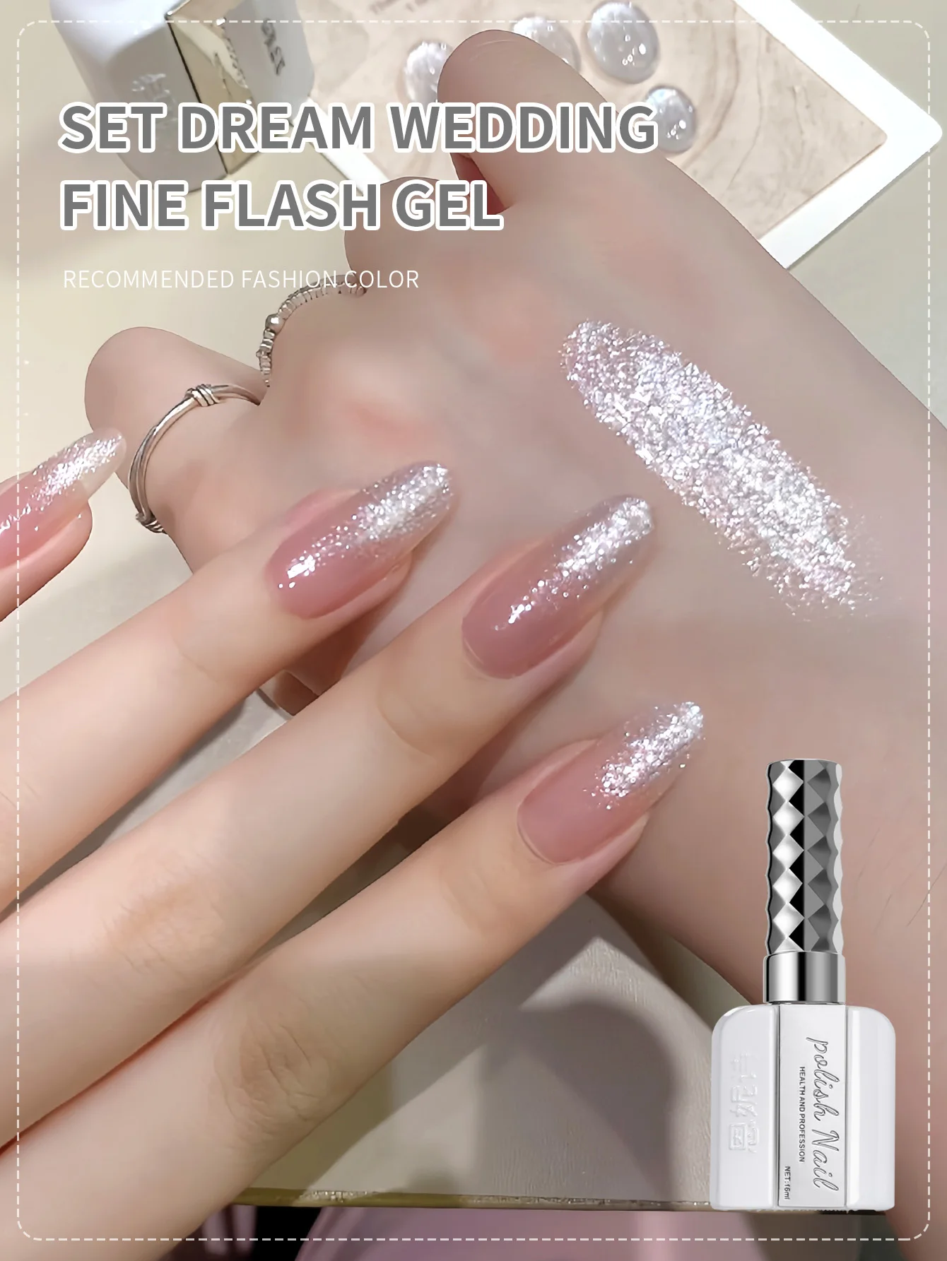 16ml explosivo flash branco glitter gel unha polonês prateado branco fino piscando fragmentos de longa duração embeber fora uv led verniz
