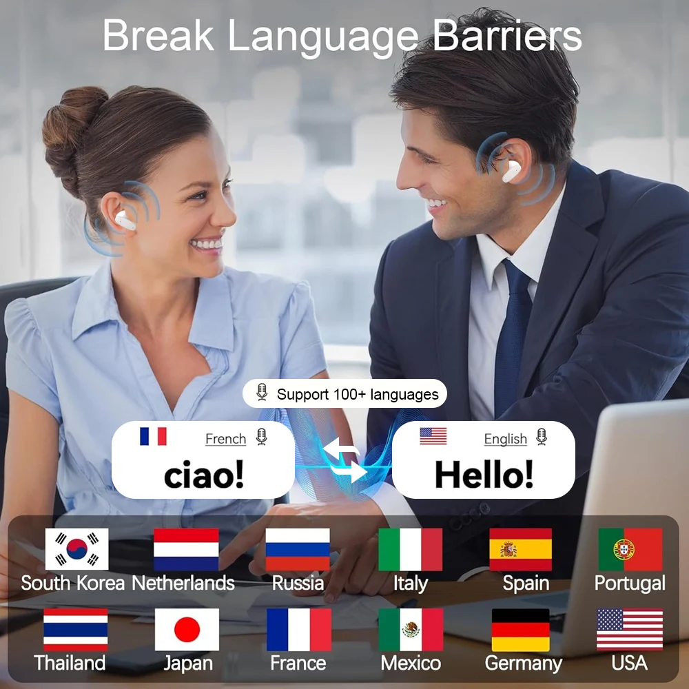 سماعات أذن لينوفو ERAZER AI مترجم بلوتوث V5.3 سماعات رياضية لاسلكية سماعات TWS مع ميكروفون مدمج عالي الدقة