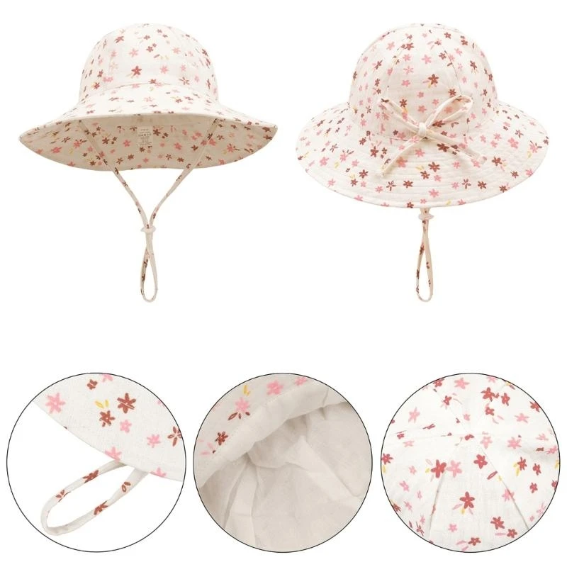 

Q81A Adjustable Baby Sunhat for 6-12 Months Infants with UPF50+ Protections Solid Color/Printed Toddler Fisherman Hat