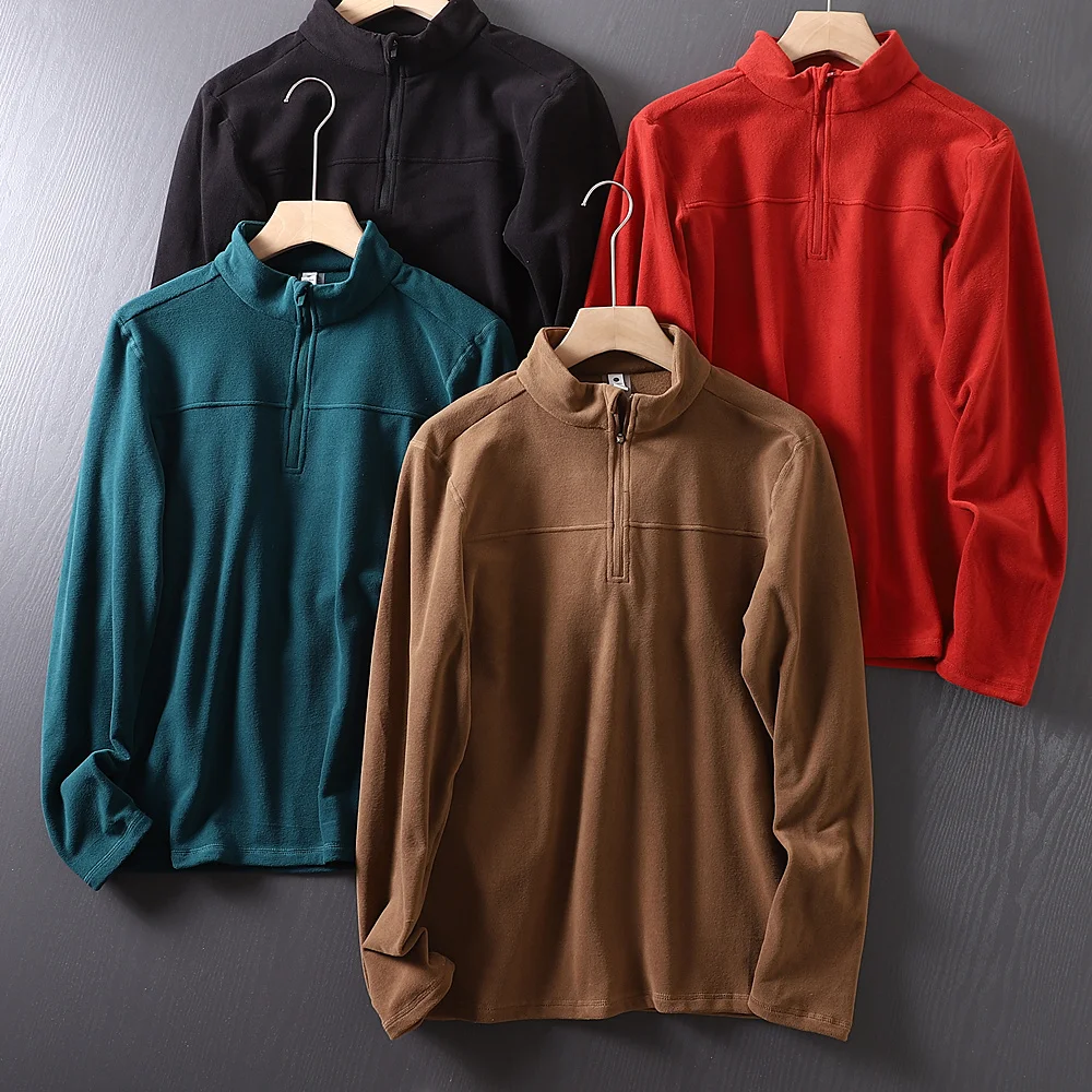 الخريف الشتاء PC سريعة الدافئة الصوف نصف سستة فضفاضة المناسب البلوز طويلة الأكمام أعلى الدافئة هوديي في الهواء الطلق الرحلات التزلج البلوزات #1