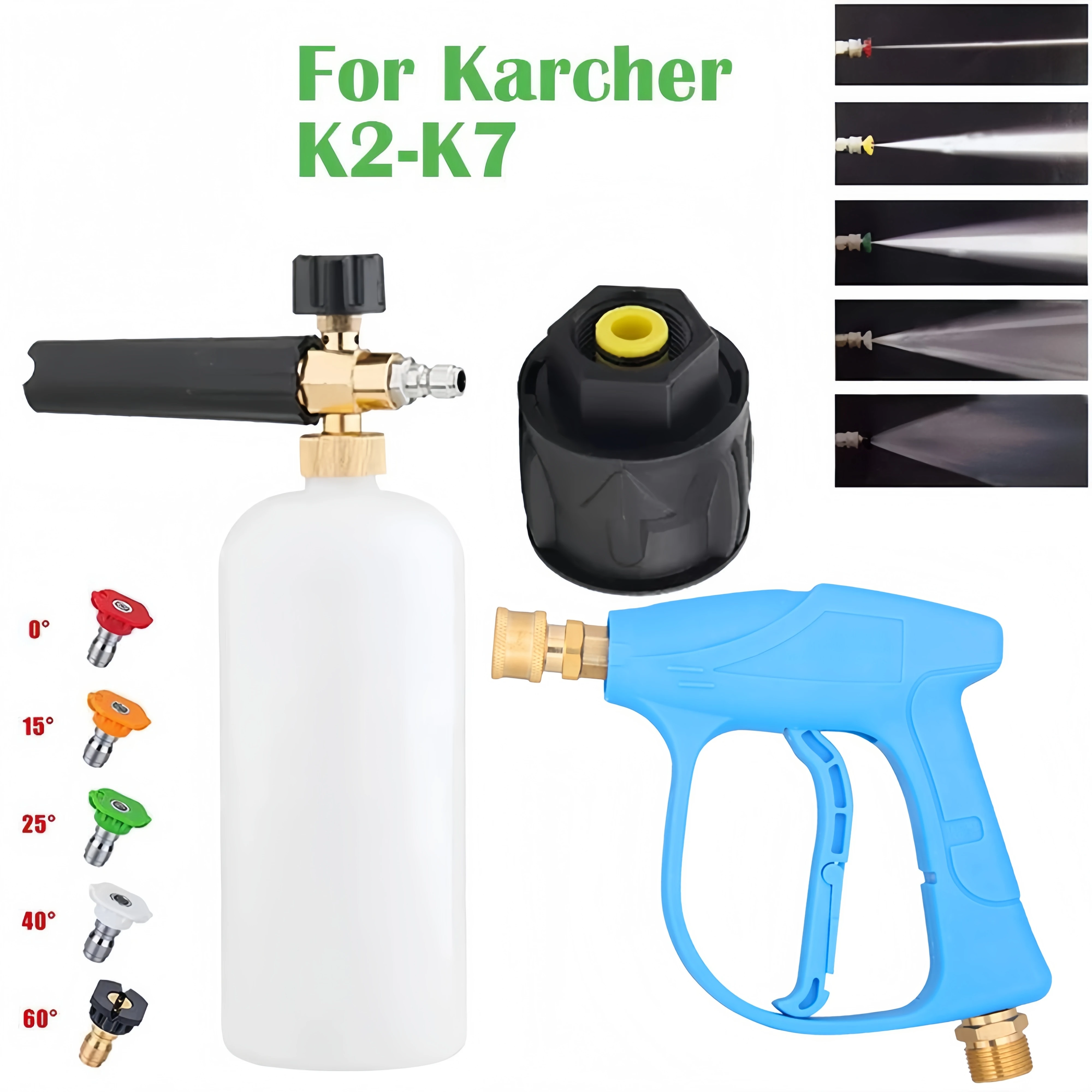 

1L Professional Blue High Pressure Snow Foam Cannon - 1/4" Quick Connect M22-14 Thread Karcher K-Series Leak-Proof
