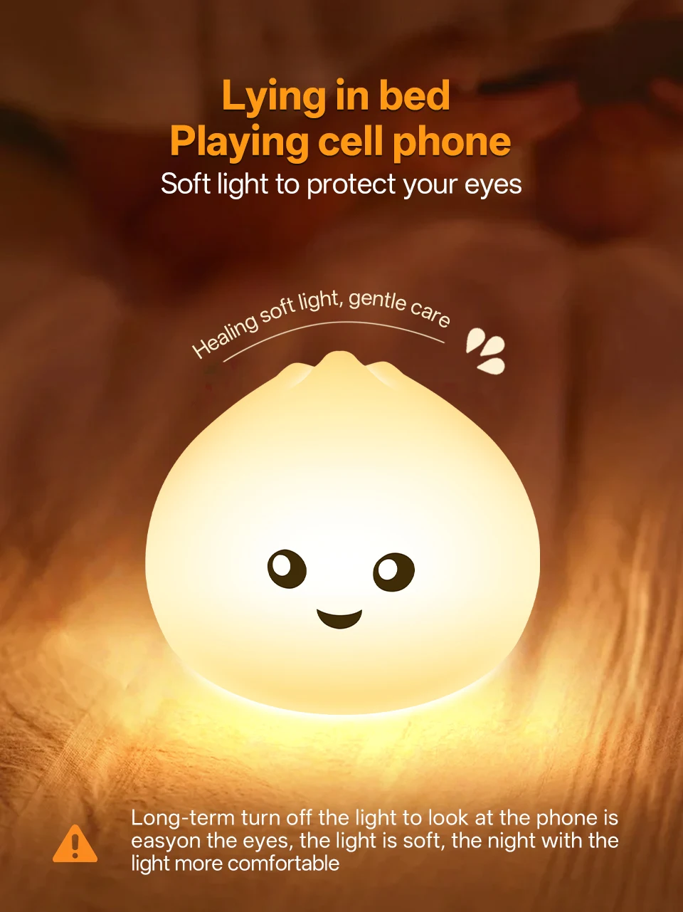 GGbingo Sleeping Light Rechargeable Steamed Bun Night Light Silicone Cute Eye-Protective Lamp Light for Bedroom Ambient Light