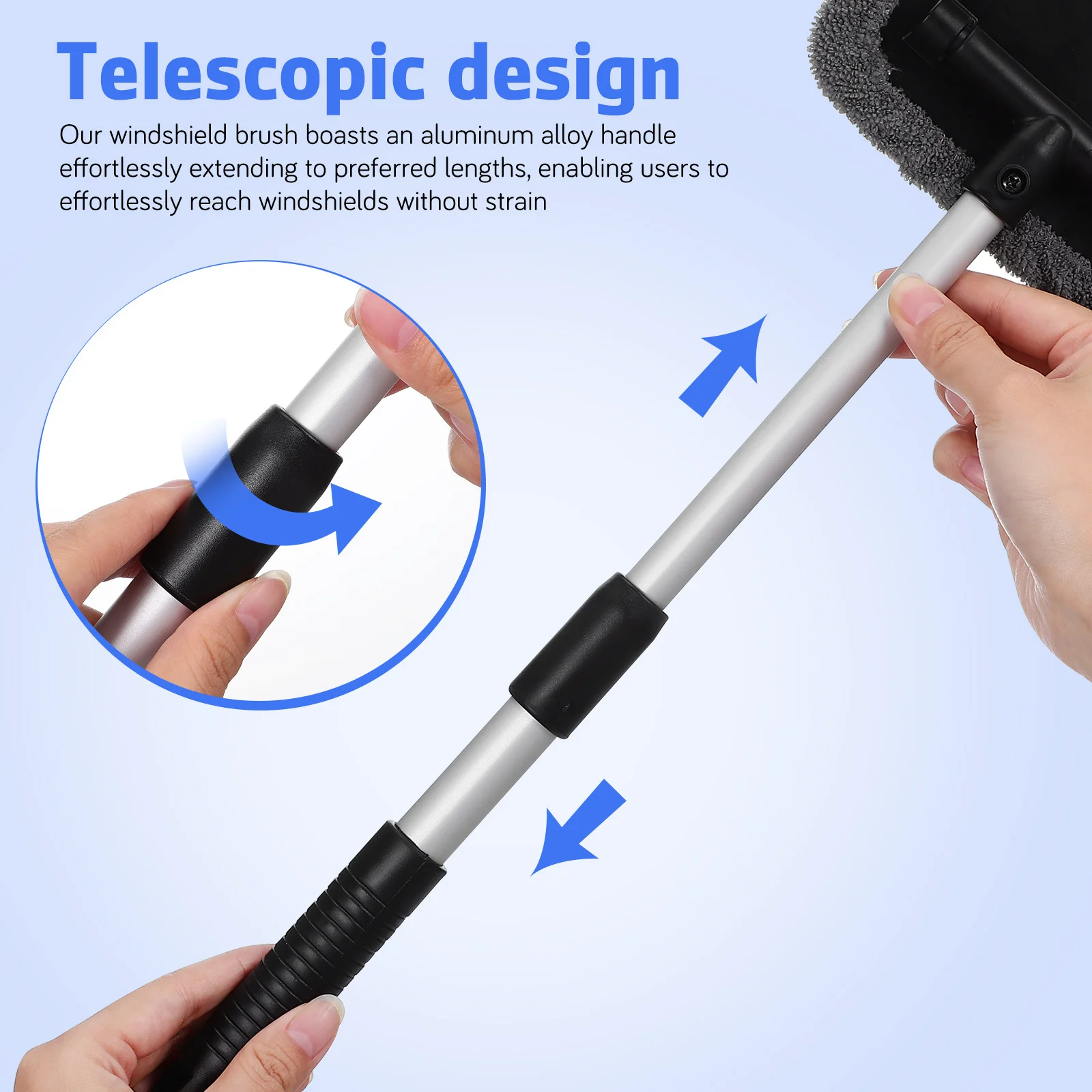 

1 Set Telescopic Cleaning Brush Extendable Aluminum Handle Windshield Window Cleaner Adjustable Angle For Car Glass Surfaces