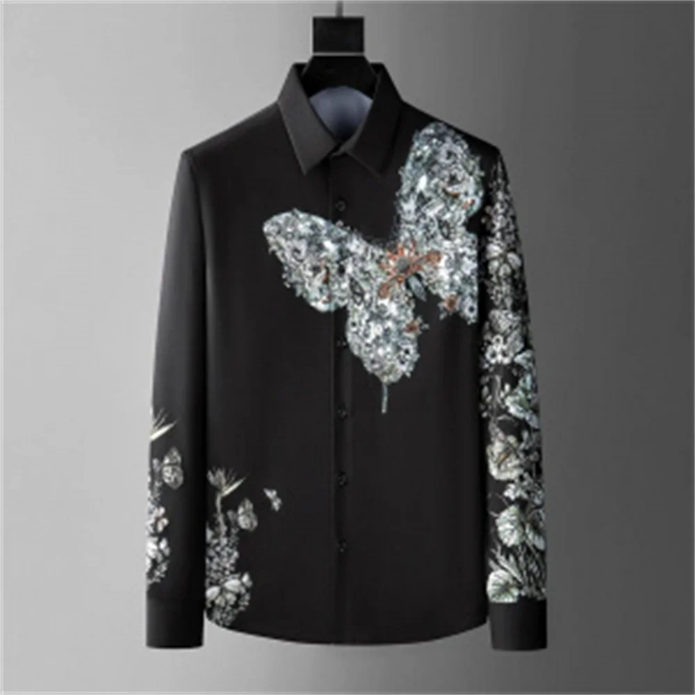 

Spring and autumn men's shirt 3d printing digital printing casual fashion lapel long sleeve shirt with buttons