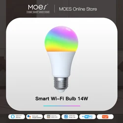 WiFi inteligentna żarówka LED lampa z możliwością przyciemniania 14W RGB C + W E27 zmiana koloru 2700K-6500K Tuya inteligentna aplikacja sterująca z Alexa Google