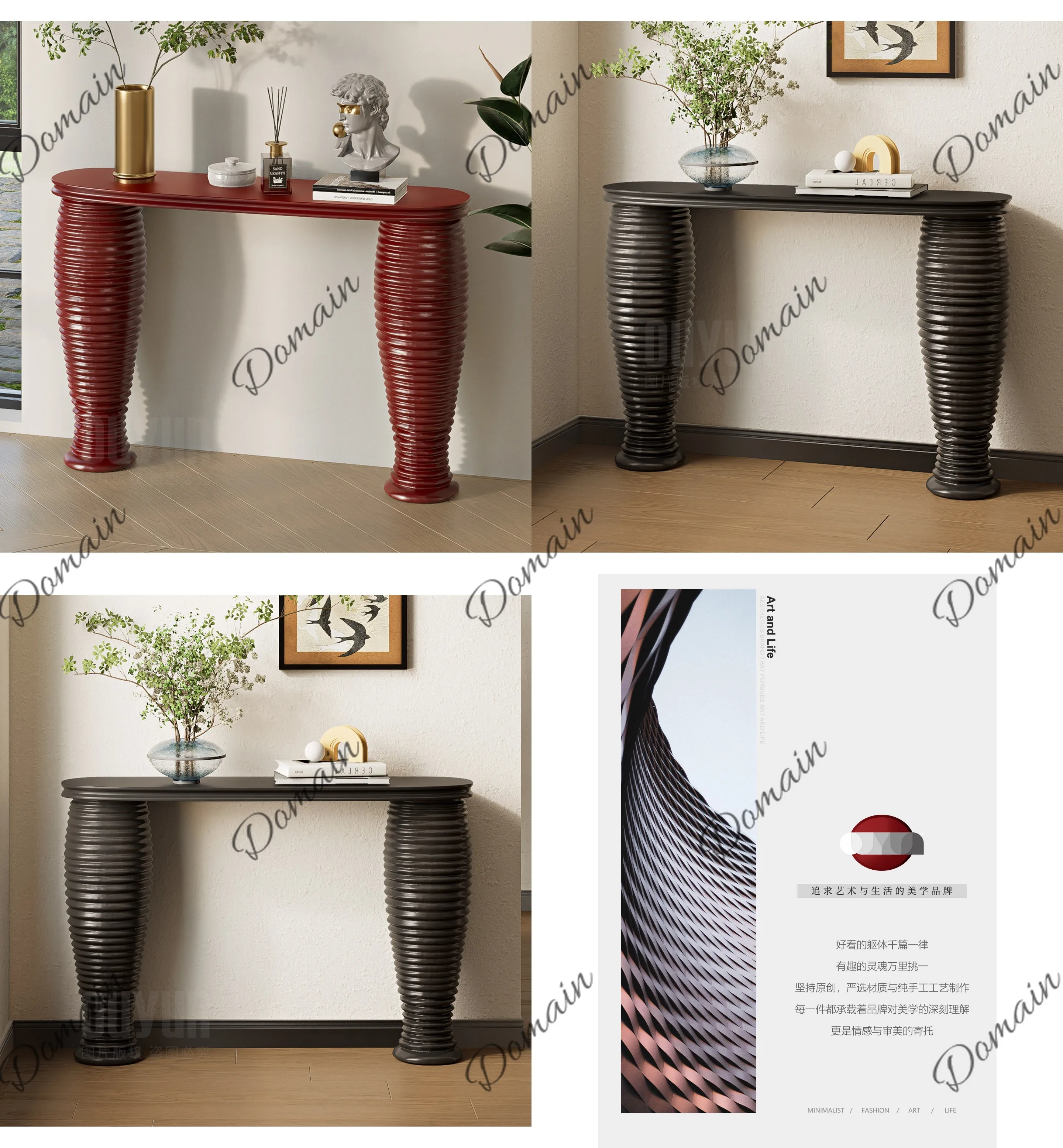 Elegant Narrow Entryway Console Table, Wabi-Sabi Style, Retro Wall-Mounted Hall Table for Small Spaces