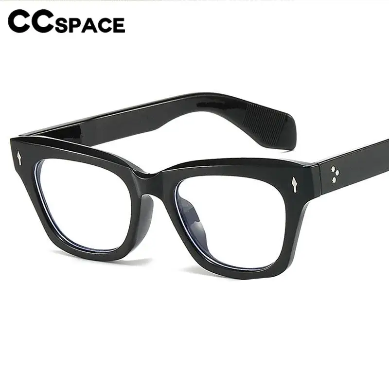 57329 Square Thick Anti Blue Light Glasses Women Vintage Rivet Optical Spectacles Frames Myopia Prescription Eyeglass