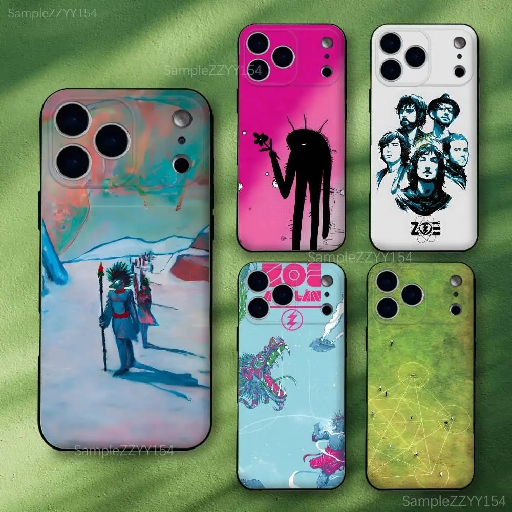 

Z-ZOE Band Phone Case For iPhone 17,16,15,14,13,12,Pro,Max,Plus,E,SE4,Air,Mini Black Soft Funda