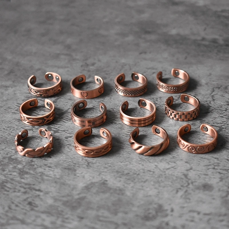 High Quality Fashionable and Creative Magnetic Red Copper Opening Adjustable Ring Jewelry for Men and Women