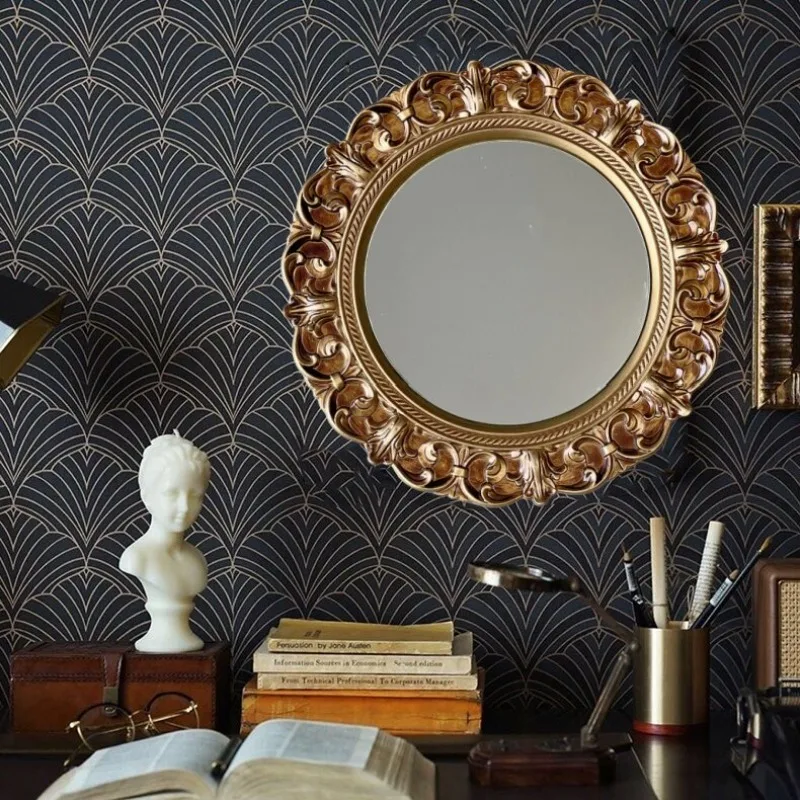 Circular Funky Mirror Wall Nordic Small Girls Men Bedroom Bathroom Luxury Hanging Mirror Round Espelhos Living Room Decorations