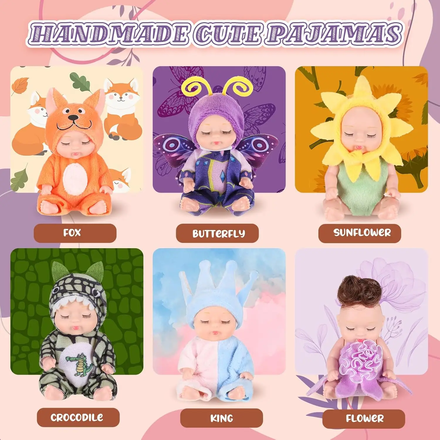 6 pièces ensemble Mini bébé poupée pâques poupée minuscule Reborn mignon bébé poupée cadeau d'anniversaire ensemble filles sommeil SJD poupée Jungle ensemble