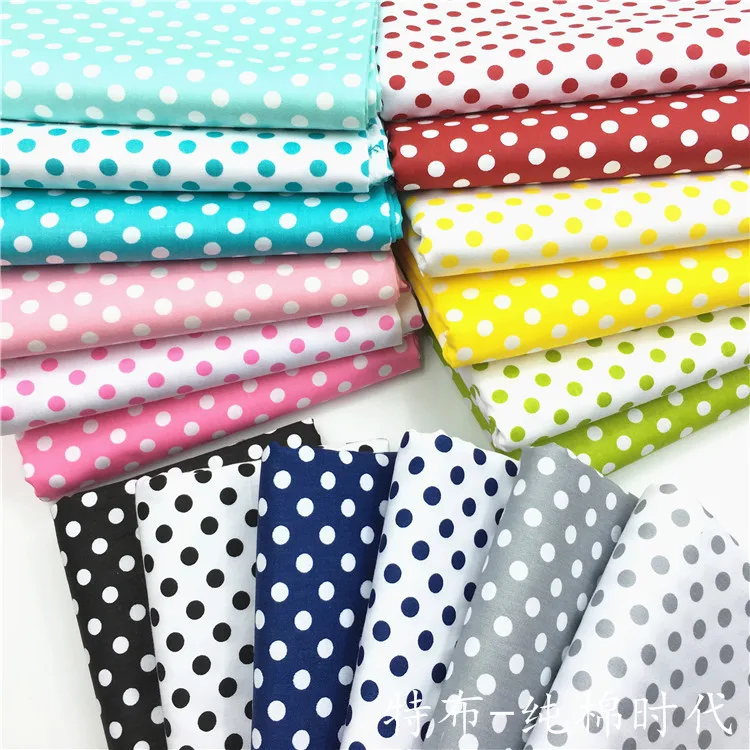 50*160cm Cotton Fabric Mint With18 Colors Selected Dots For Scrapbook Baby Crib Apron Cushion Patchwork Sewing Material D30