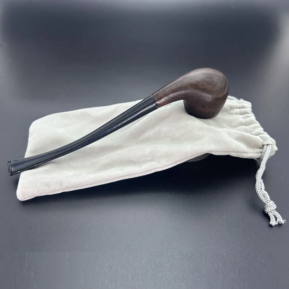 1pcs Handmade Natural Ebony Wood Pipe Durable Sandalwood Tobacco Smoke Pipes With Pipe Bag