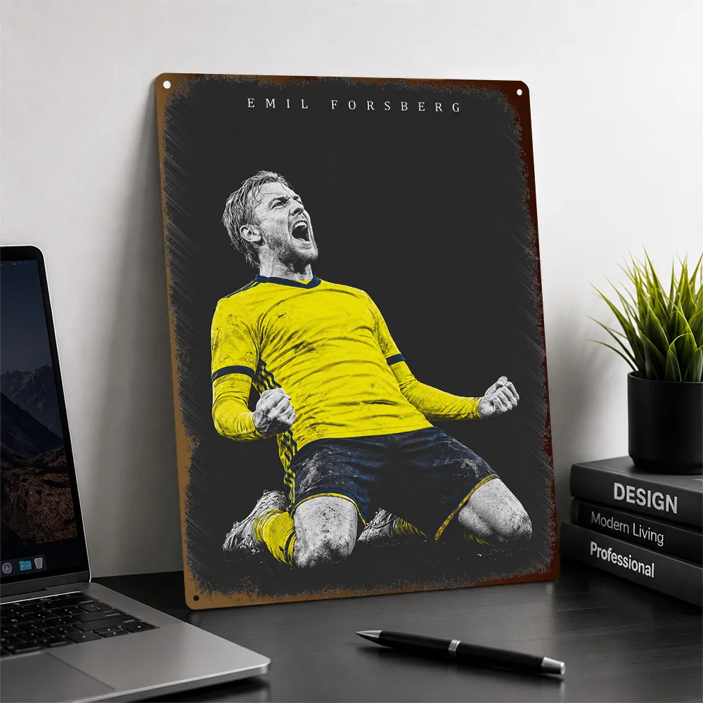 Emil Forsberg Football Textured Poster Personalized Aluminum Metal Sign Club Legacy Style Wall Art For Study And Matchday Room