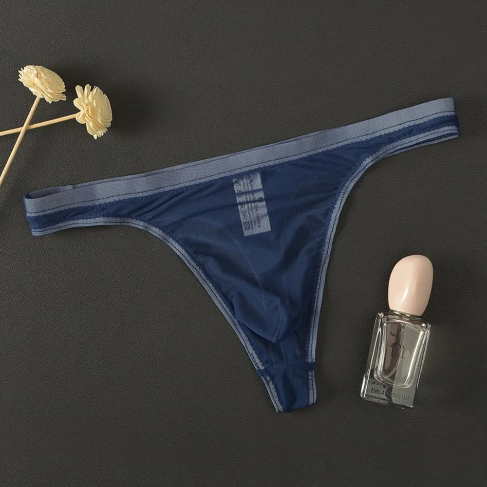 

Men's Sexy Ultra-Thin T-Back Underwear - Sheer Mesh & Smooth Ice Silk Thongs, Breathable Intimate Lingerie