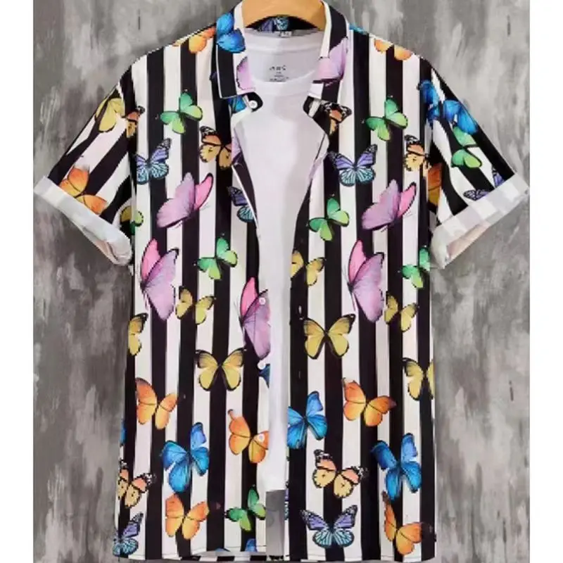 Summer Fashion Short-sleeved Printed Shirt Korean Casual Top Versatile Contrasting Cardigan