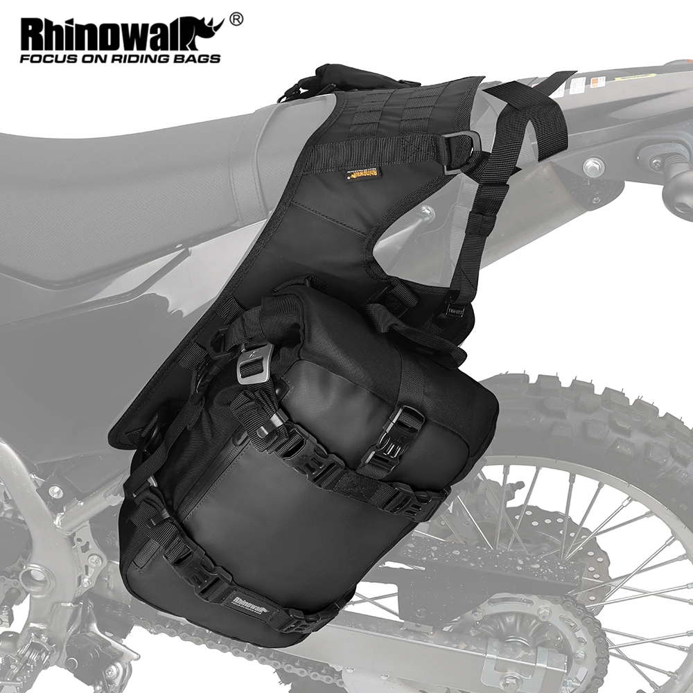 Rhinowalk Motorcycle Seat Side Bag With Base Set Waterproof 6L/8L/10L/15L Removable Rear Seat Bag Outdoor Riding  Backpack