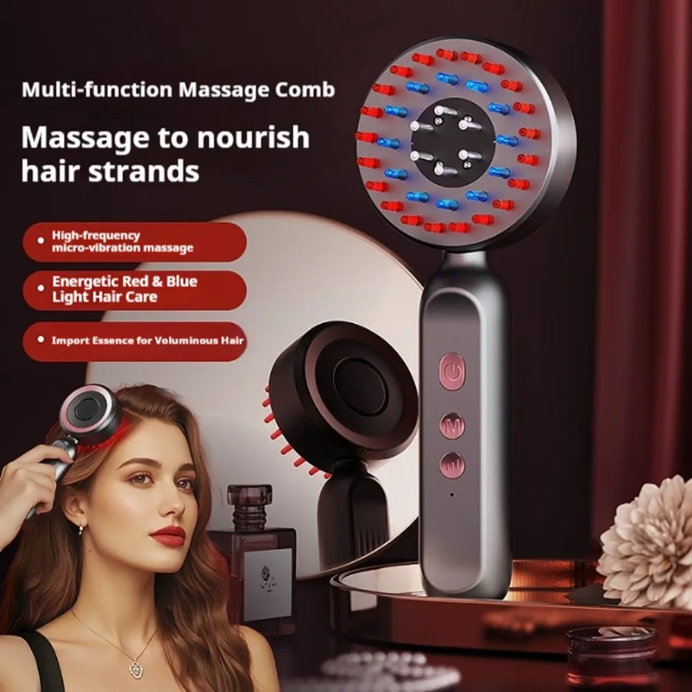 

Scalp Massager Micro Electric Vibrating Red Blue Light Hair Liquid Guide Massager Brush