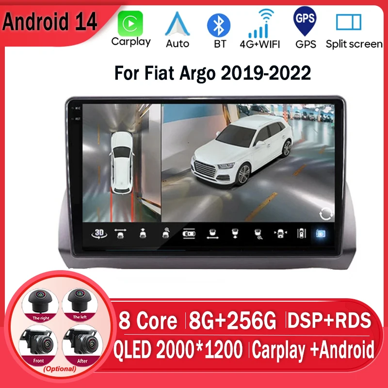 2 Din Android 14 Car Radio For FIAT ARGO 2019-2022 Multimedia Video Player Stereo Navigation GPS No 2din DVD Wireless Carplay