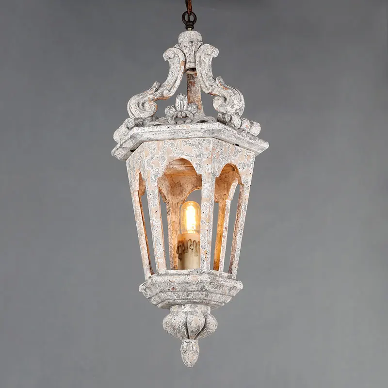 American Countryside Retro Wooden Chandelier Living Room Dining Room Bedroom Light Villa Hallway Retro Decor Pendent Lamp