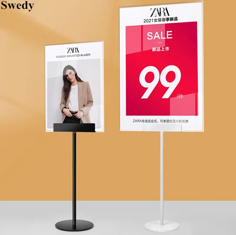 A4 210 x 297mm Stainless Steel Menu Sign Price Listing Frame Supermarket Restaurant Advertising Banner Poster Display Stand