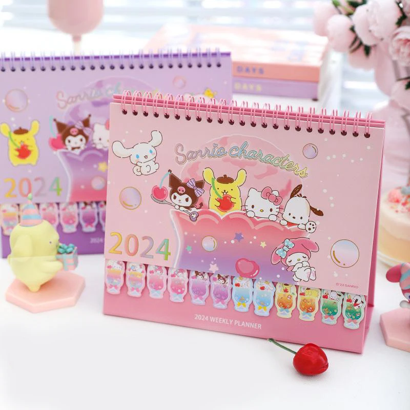 

Новинка кавайные Sanrios Hellokittys Kuromi Mymelody Cinnamoroll погремушка Pompompurin 2024 календарь подарок девушке на день рождения для девушки