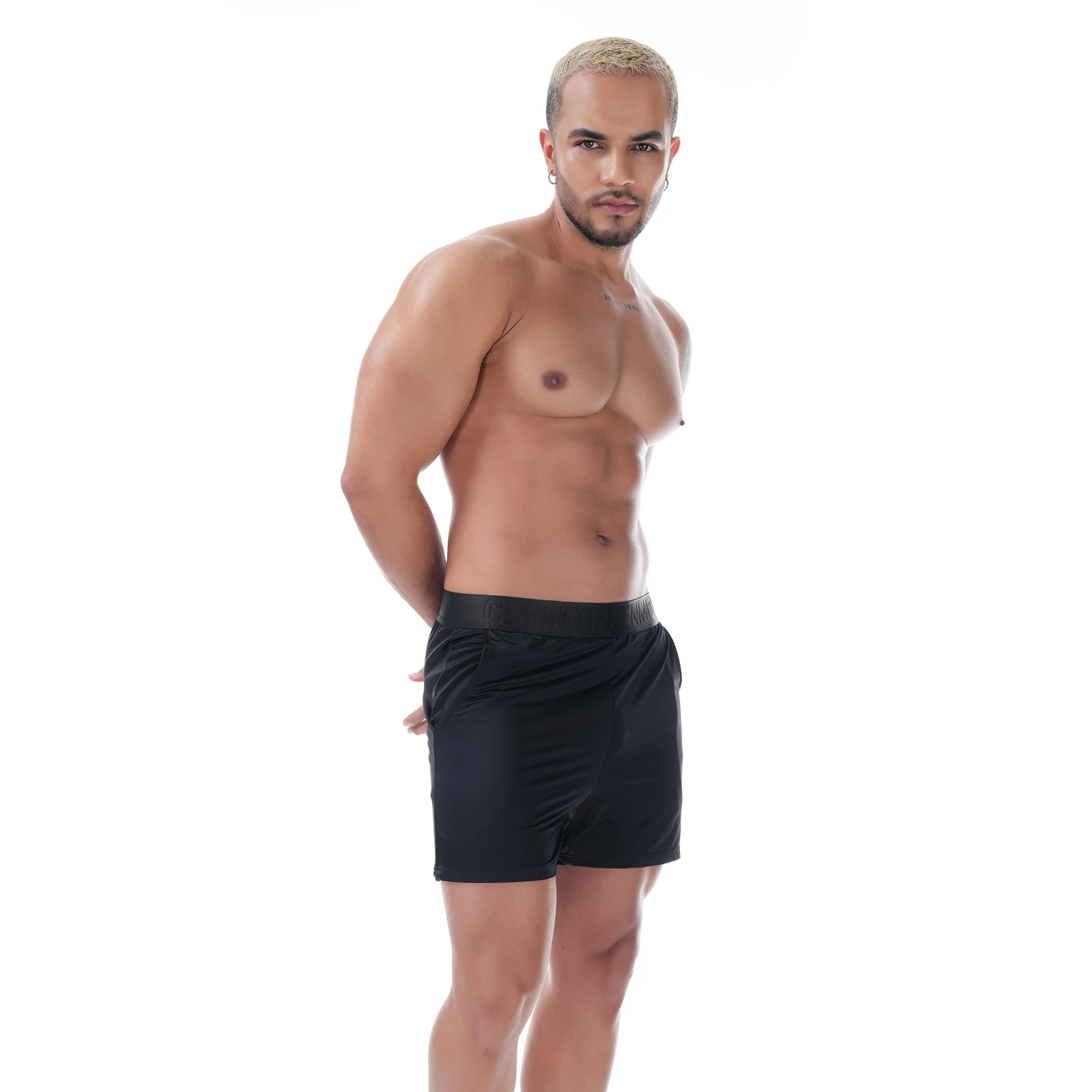 Men's Fitness Boxers Satin Ice Silky Boxer Shorts Wide belt Quick-dry Sports Shorts Breathable With Pocket Extended Underpants