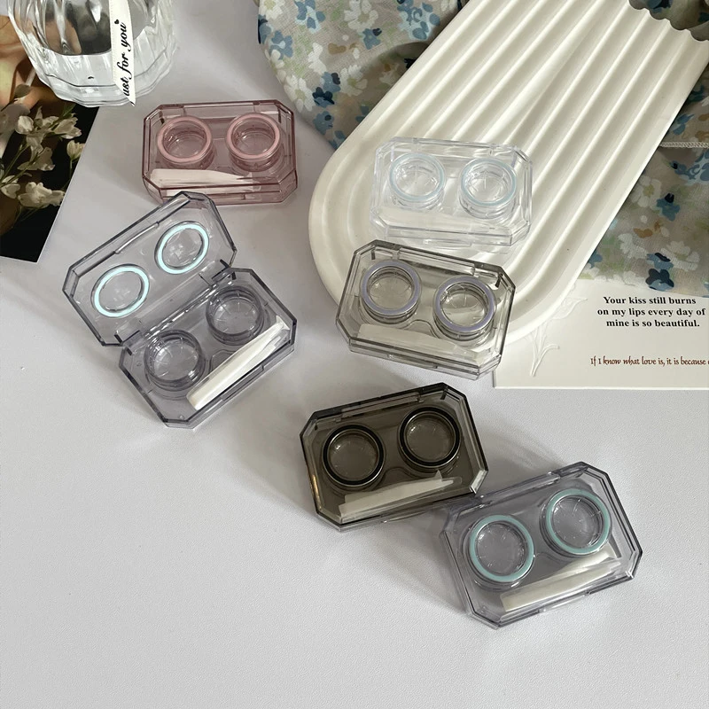 

Clear Mini Contact Lenses Case With Mirror Travel Kit Portable Eyes Contact Lens Soak Container Simple Storage Box Unisex Gift
