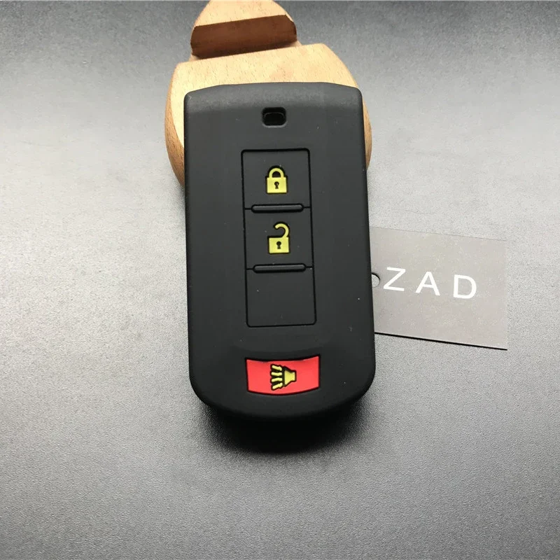 ZAD Silicone car key case cover for Mitsubishi Outlander 3 AXR RVR ASX Nativa Pajero Dakar Montero Shogun 3 buttons key protect