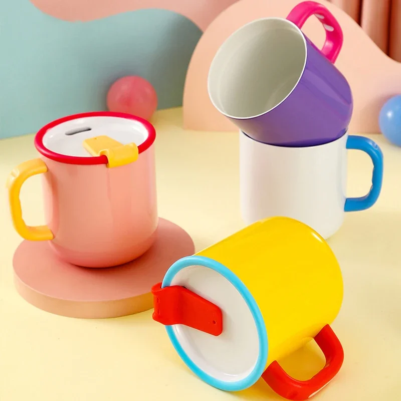 400ml Cute Creative Small Fresh White-Collar Ceramic Coffee Cup with Handle Insulated Portable Office Tea Cup for Household