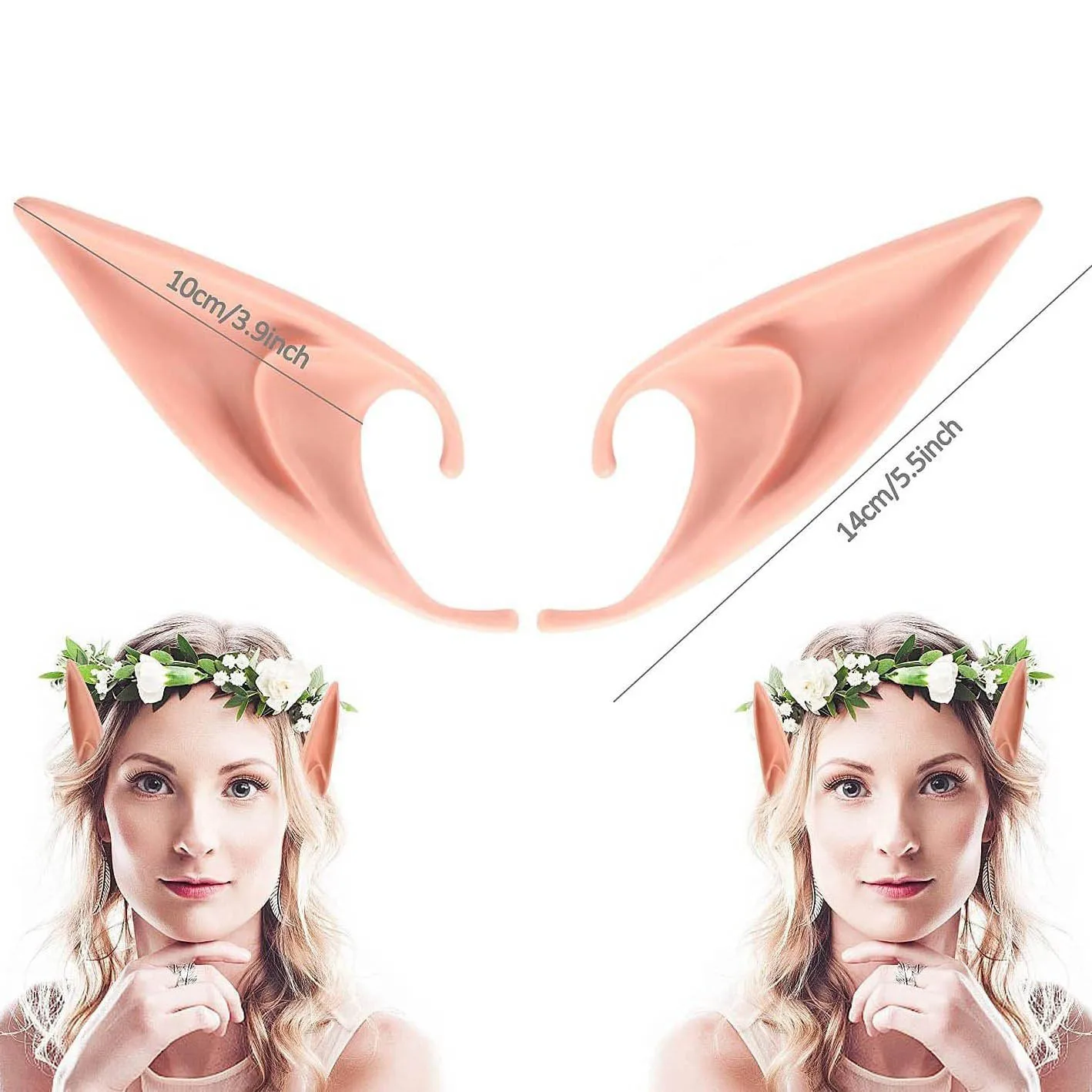 4-5Pcs Halloween Christmas Elf Ears Accessories Cosplay Party Dress Up Props Cute Elf Ears Scary Zombie Dentures Fidget