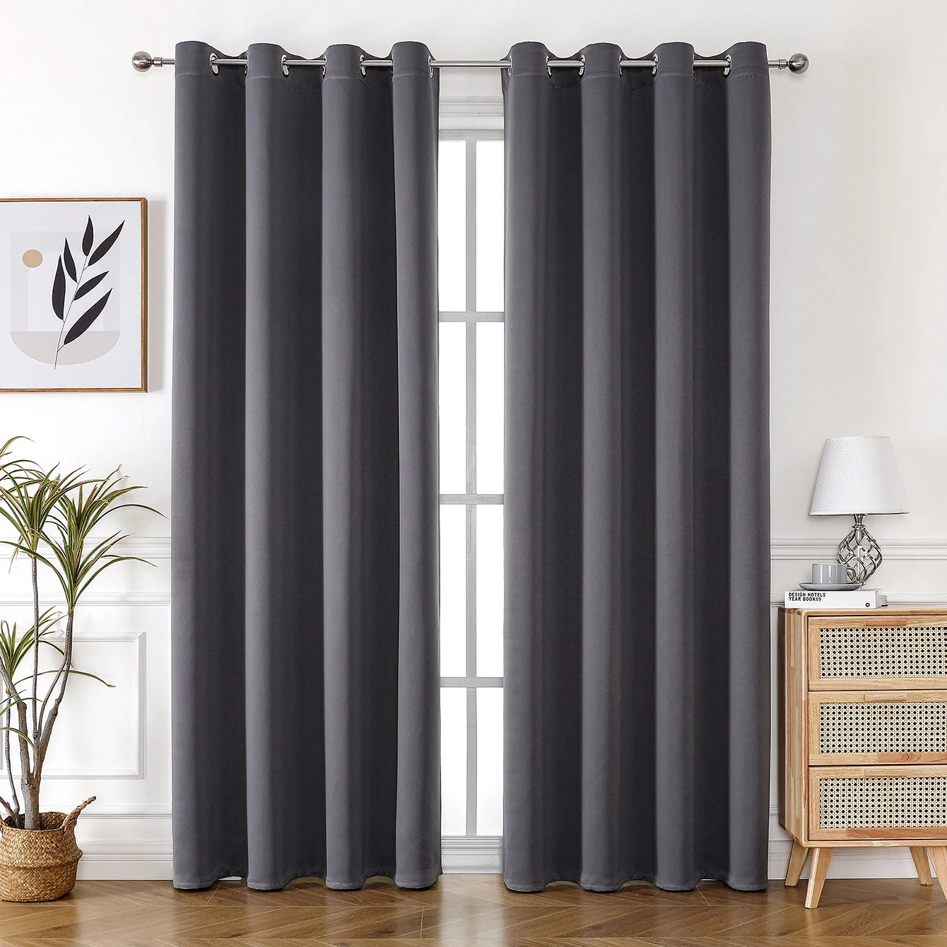 1panel Solid 100% Blackout Curtains with Metal Grommets, Total Privacy Drapes for Bedroom, Living Room, Home Decor Curtain