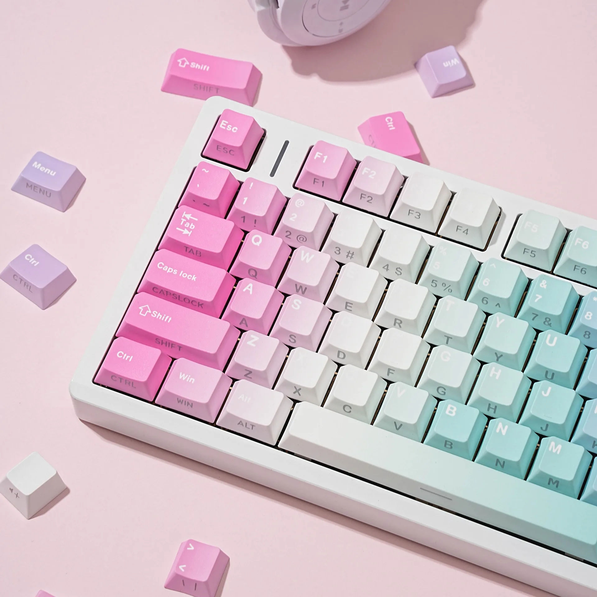 Mechanical Keyboard Keycaps Spanish French German Korean Russian Arabic Japanese Gradient Side Print Cherry Profile PBT Keycap
