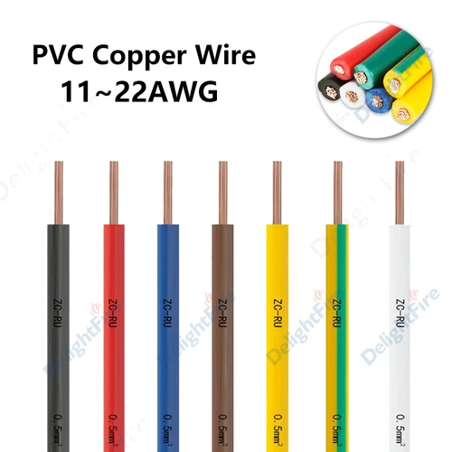 Cable de cobre RV 11 13 15 17 18 20 22 AWG multicolor 300/500V Cable eléctrico para cables de Audio de coche Radio altavoz batería luz LED