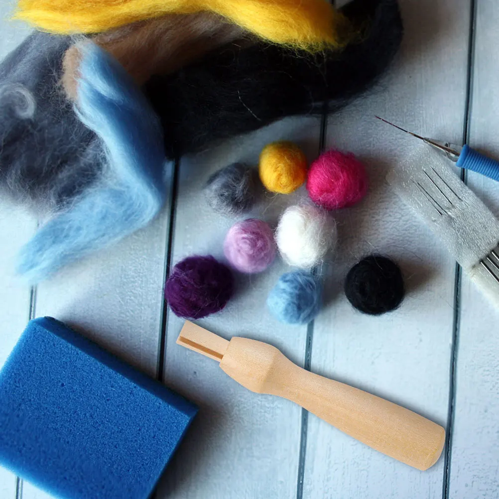 

16pcs Needle Felting Handle Kit Tools Kit Comfortable Wooden Handle DIY Crafts Wool Felting Supplies Sturdy Practical