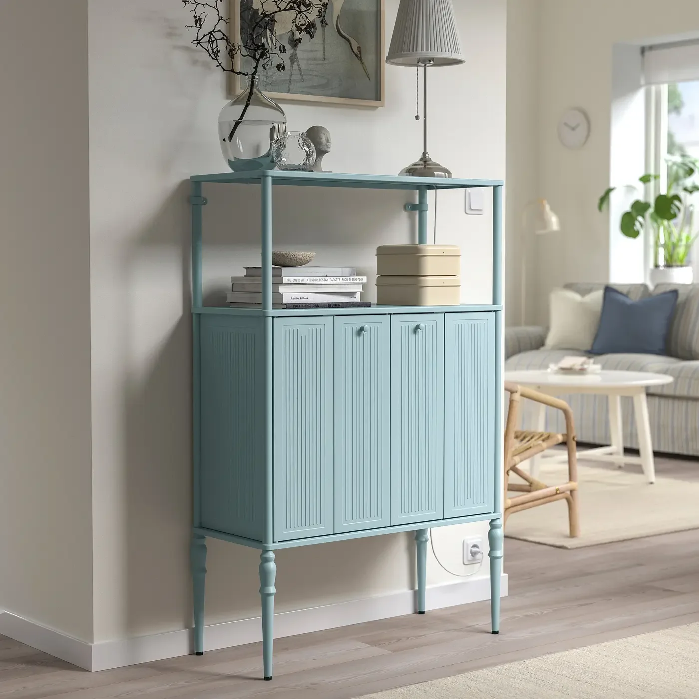 Modern simple solid wood side cabinet locker, suitable for dining room and living room use