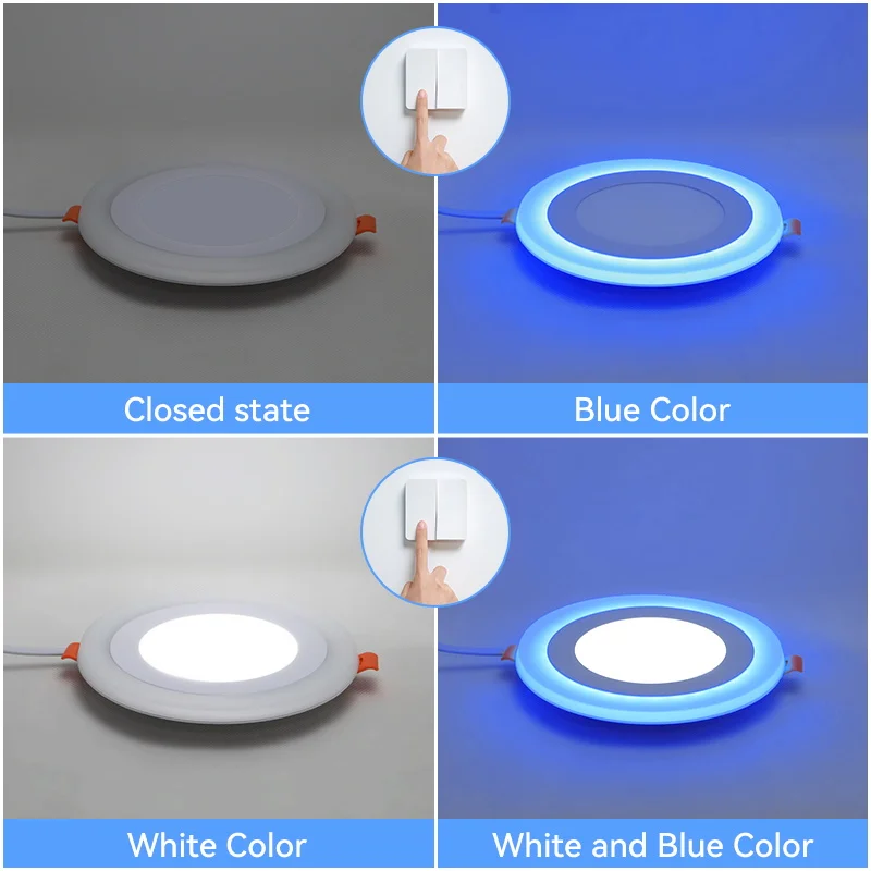 Dual Color LED Ceiling Lamp White + Blue Spotlight Indoor Lighting Fixtures Living Room Bathroom Kitchen Ceiling Decoration