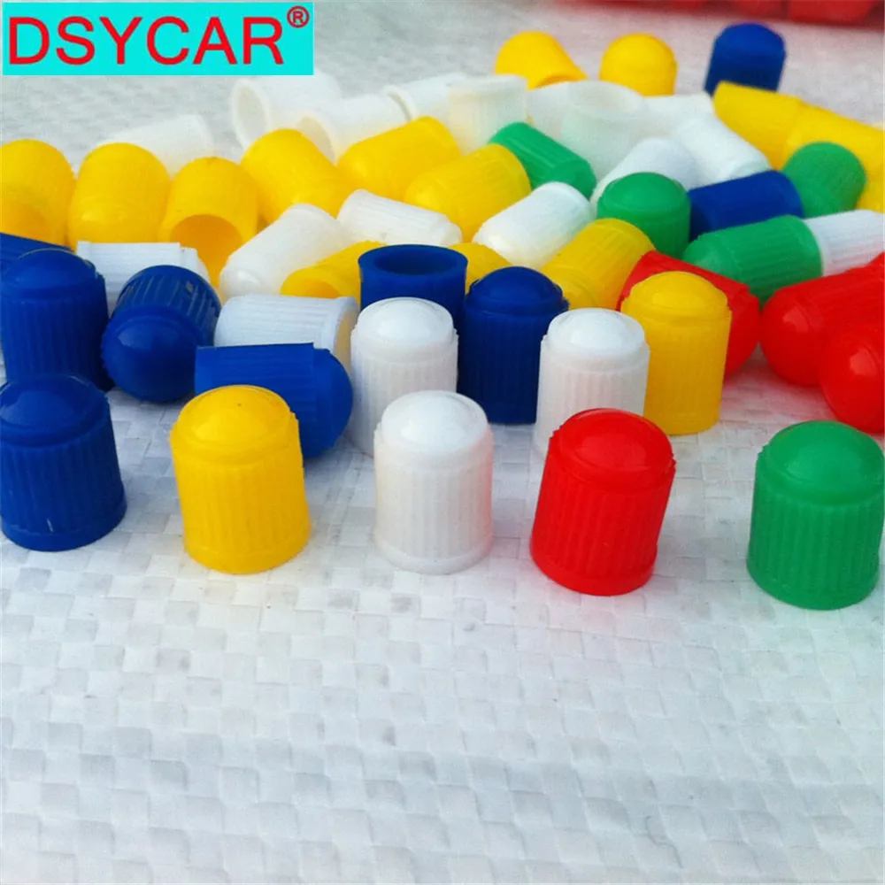 DSYCAR 100Pcs/lot Fashion Bike Tire Valve Caps Plastic Schrader Valve Multi-Color Bicycle Tire Valve Cap Dust Covers New