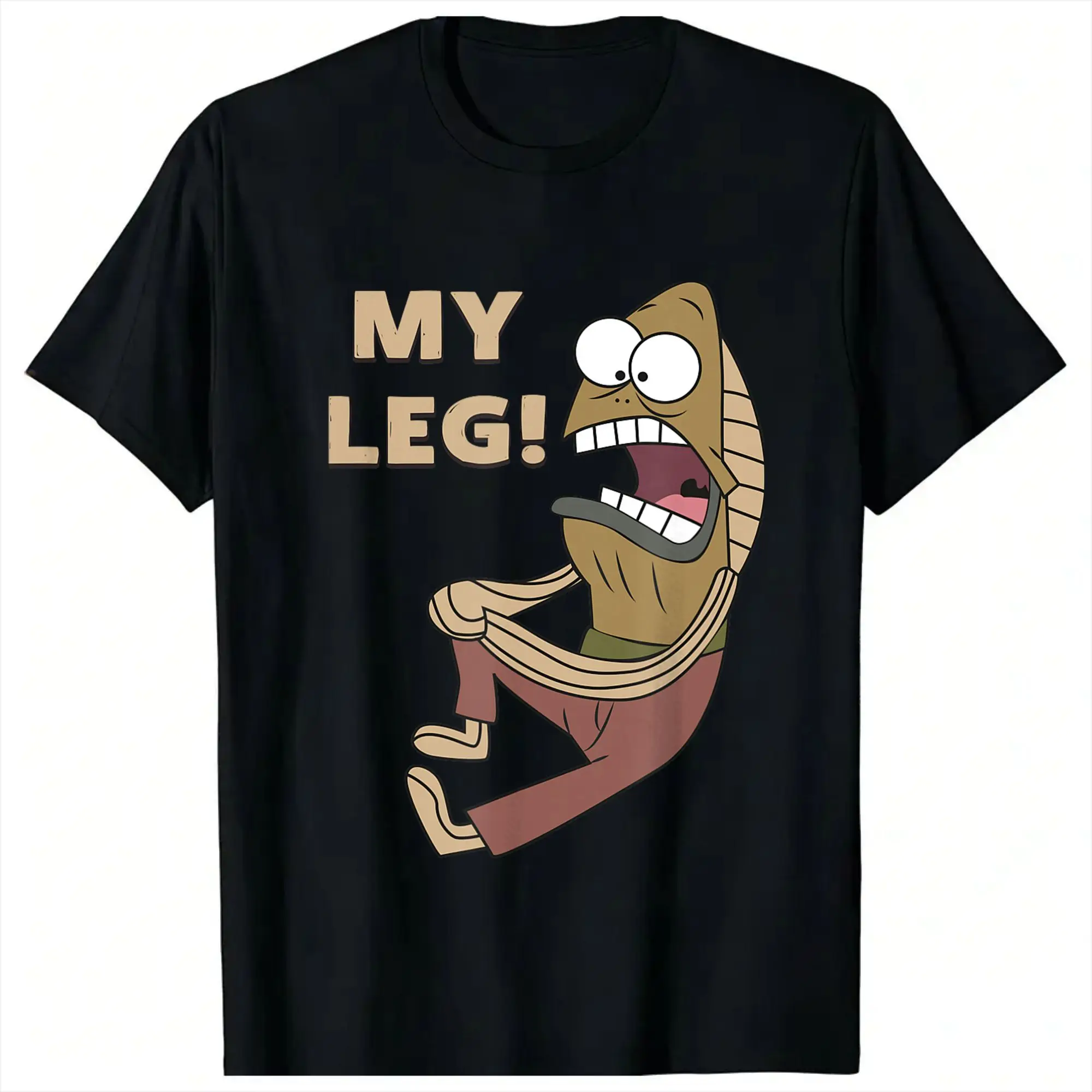 Fred der Fisch, mein Bein! Spongebobs T-Shirts für Herren, 100 % Baumwolle, lässige T-Shirts mit O-Ausschnitt, kurzärmelige Oberteile für den Sommer – Detail 2