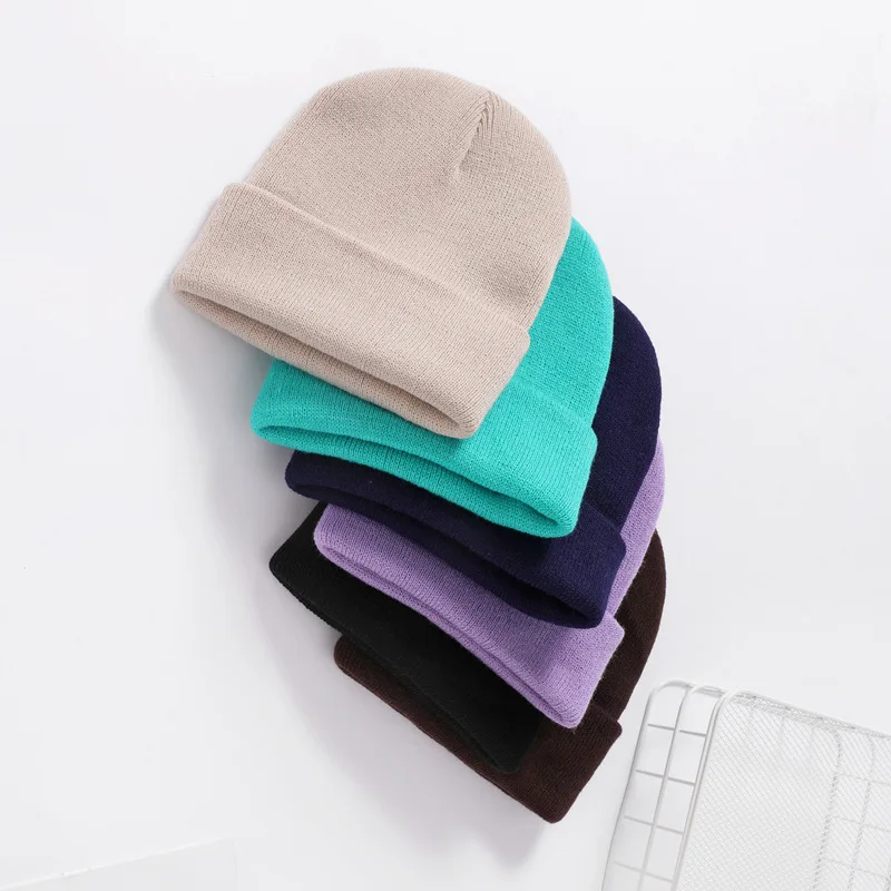 Angepasst Gedruckt Logo Männer Warm Halten Bördeln Kalte Hüte Frauen Outdoor-Mode Vielseitig Einfarbig Einfache Gestrickte Kappen – Detail 5