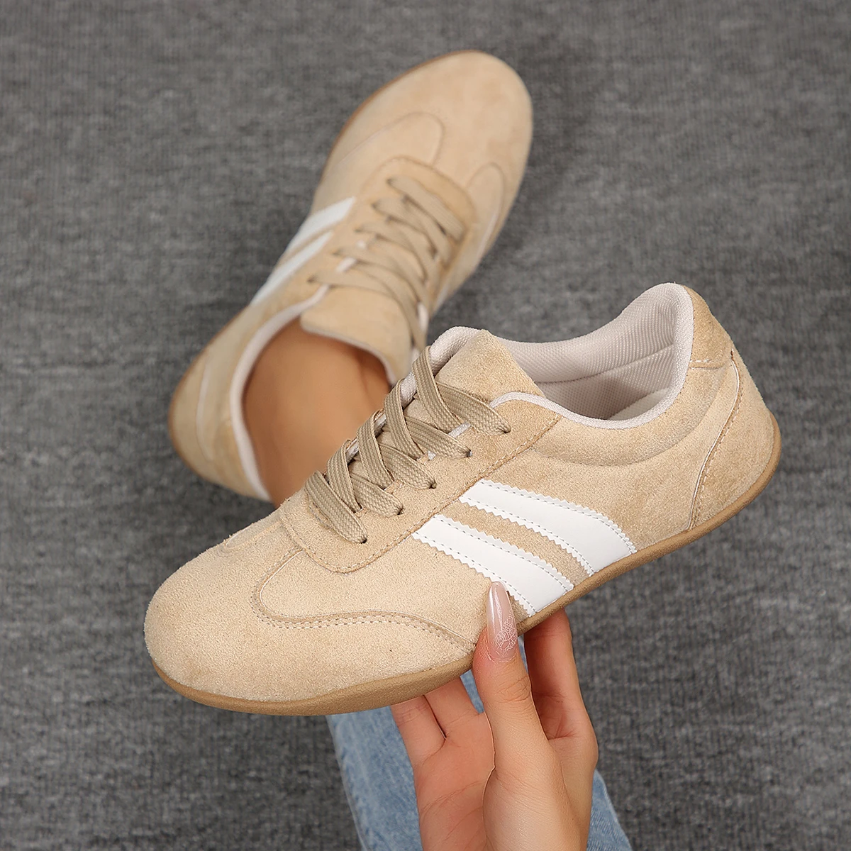 Women Sneakers Retro Round Toe Fashionable Shoes Spring New Style Shoes Women Breathable Lightweight Large Size Sneakers Women