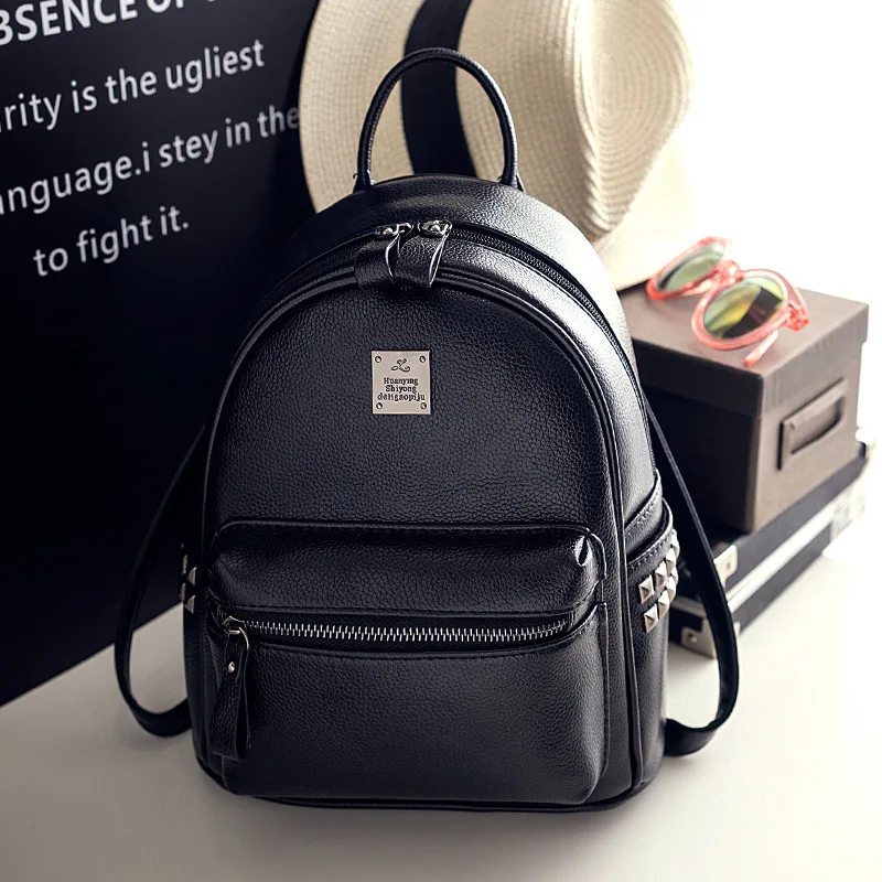 Fashion Rivet Backpack for girl brand designer PU leather women's backpacks shoulder bags Rivet School backpack travel bag 2024