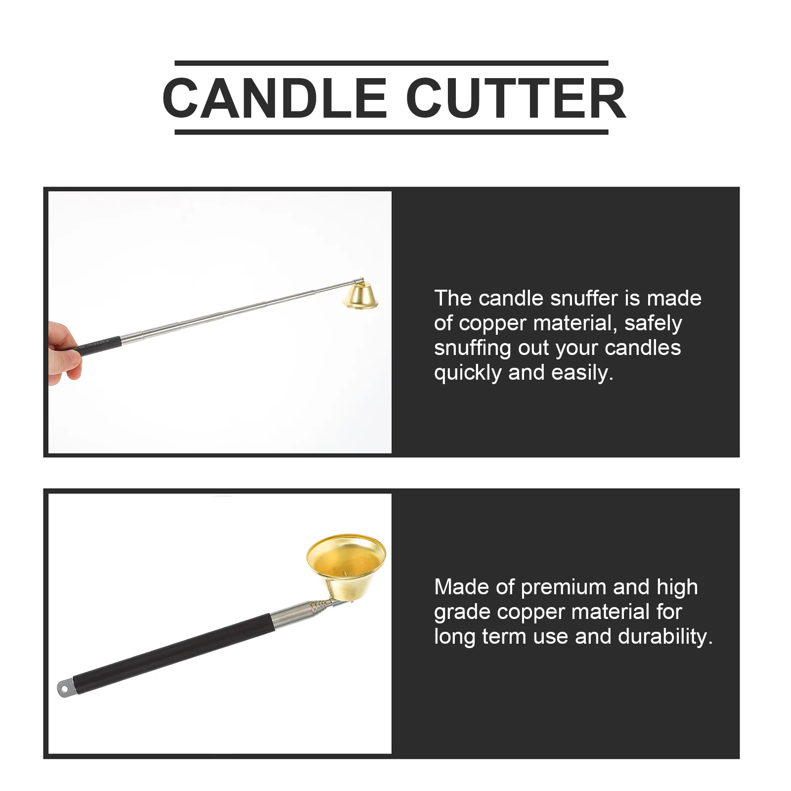 1 قطعة جرس قابل للتمديد قسط النحاس الفتيل طفاية النار آمنة خفيفة الوزن المحمولة ملحق معبد المنزل #3
