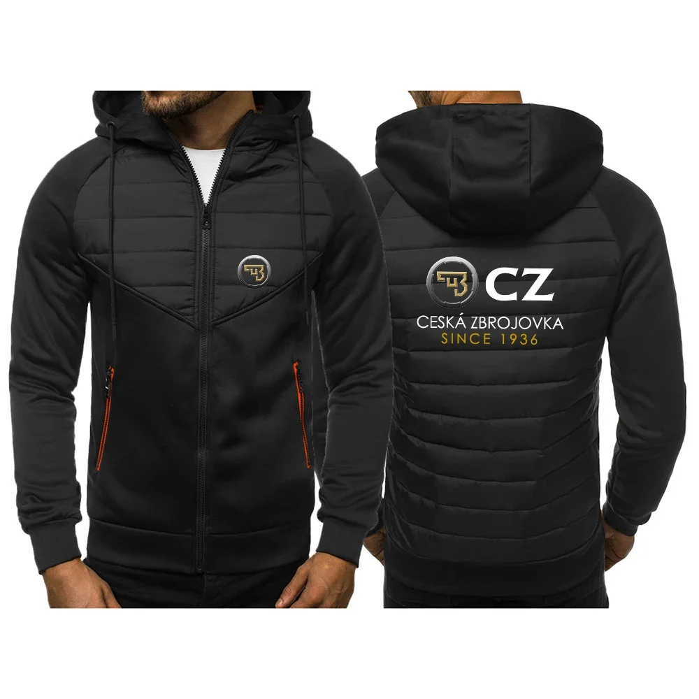 2024 New CZ Ceska Zbrojovka Men Spring and Autumn Printing New Stly Classics Three Color Hooded Cotton Padded Clothes Coat