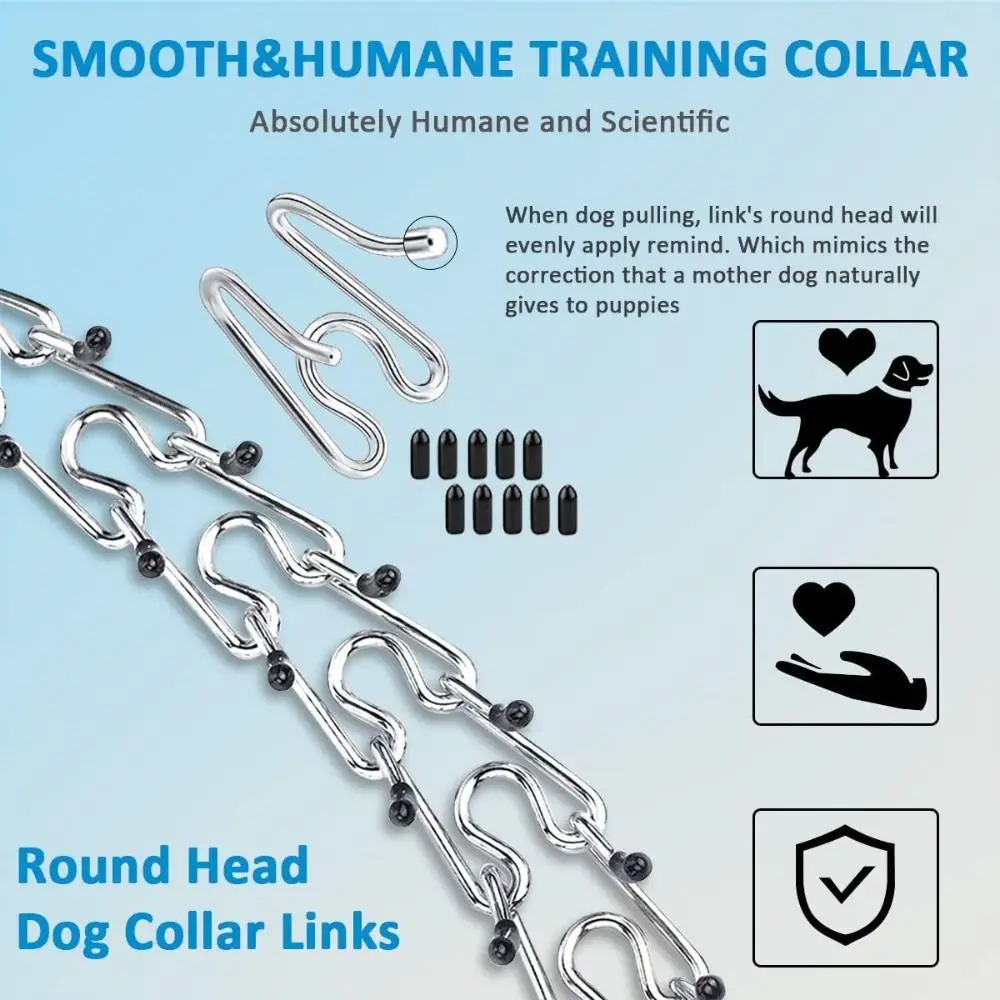Adjustable Dog Training Chain Rubber Tips Safe Design No Pull Collar Quick Release Buckle Detachable Pet Training Collar
