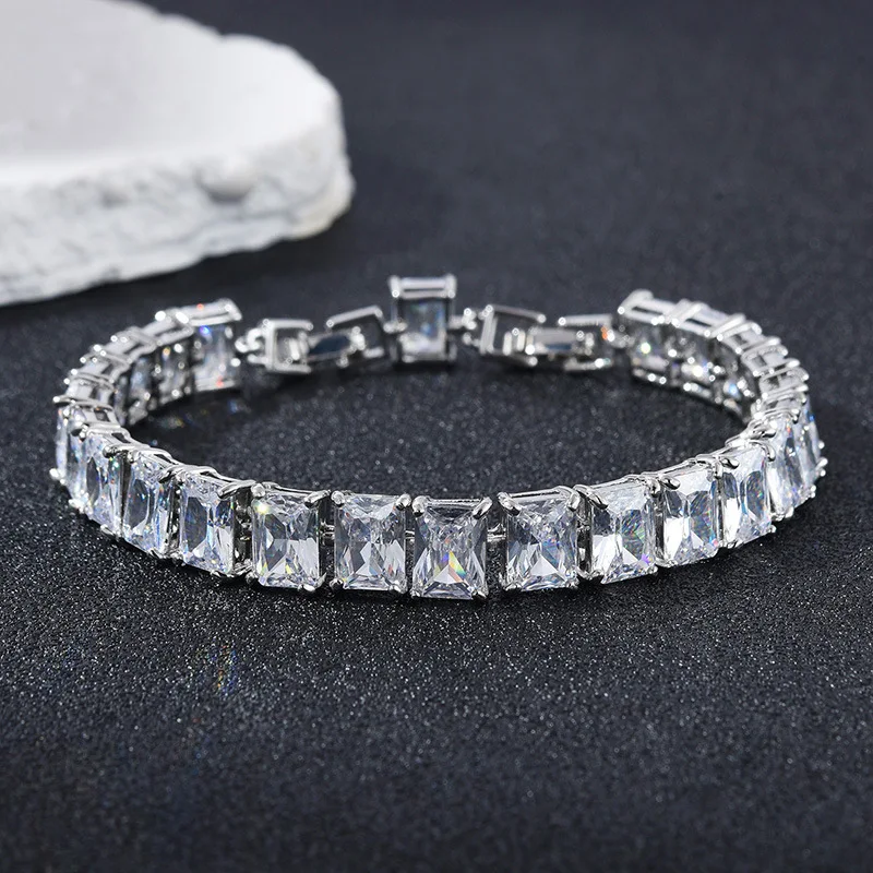 

HIBRIDE Popular new accessories square bracelet dress decoration light luxury sliver color jewelry wedding party gift B228